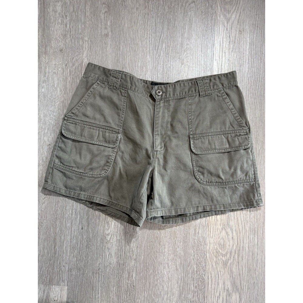 Womens Sabree Olive Green Cargo Shorts 100% Cotton Mid Rise Size 10 Y2K